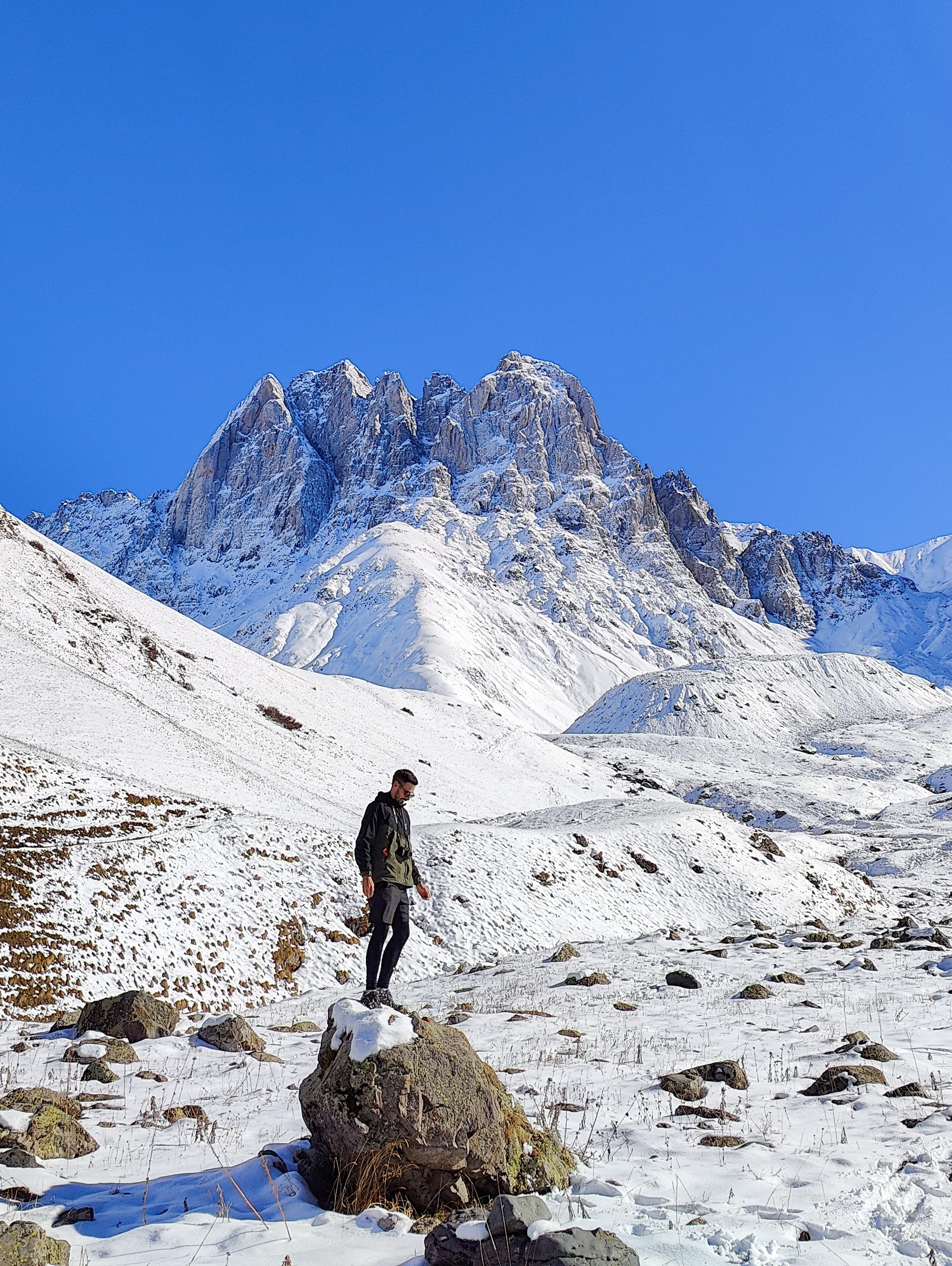 On a trail in the Caucasus mountains, Georgia